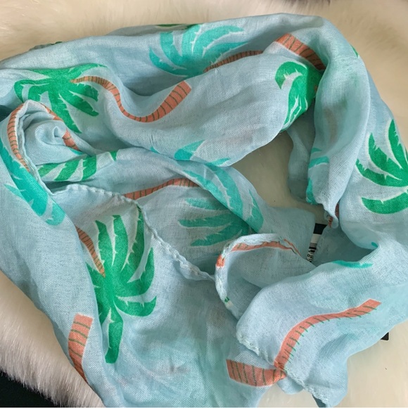 Accessories - TROPICAL Palm Tree Fashion Scarf Blue Green